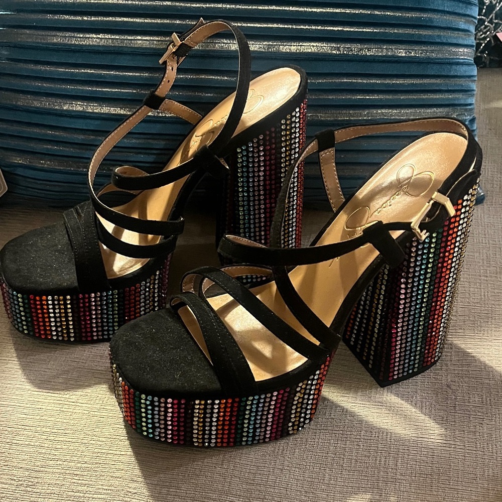 Jessica Simpson Studded and Multicolor Platform Sandals-Brand New
